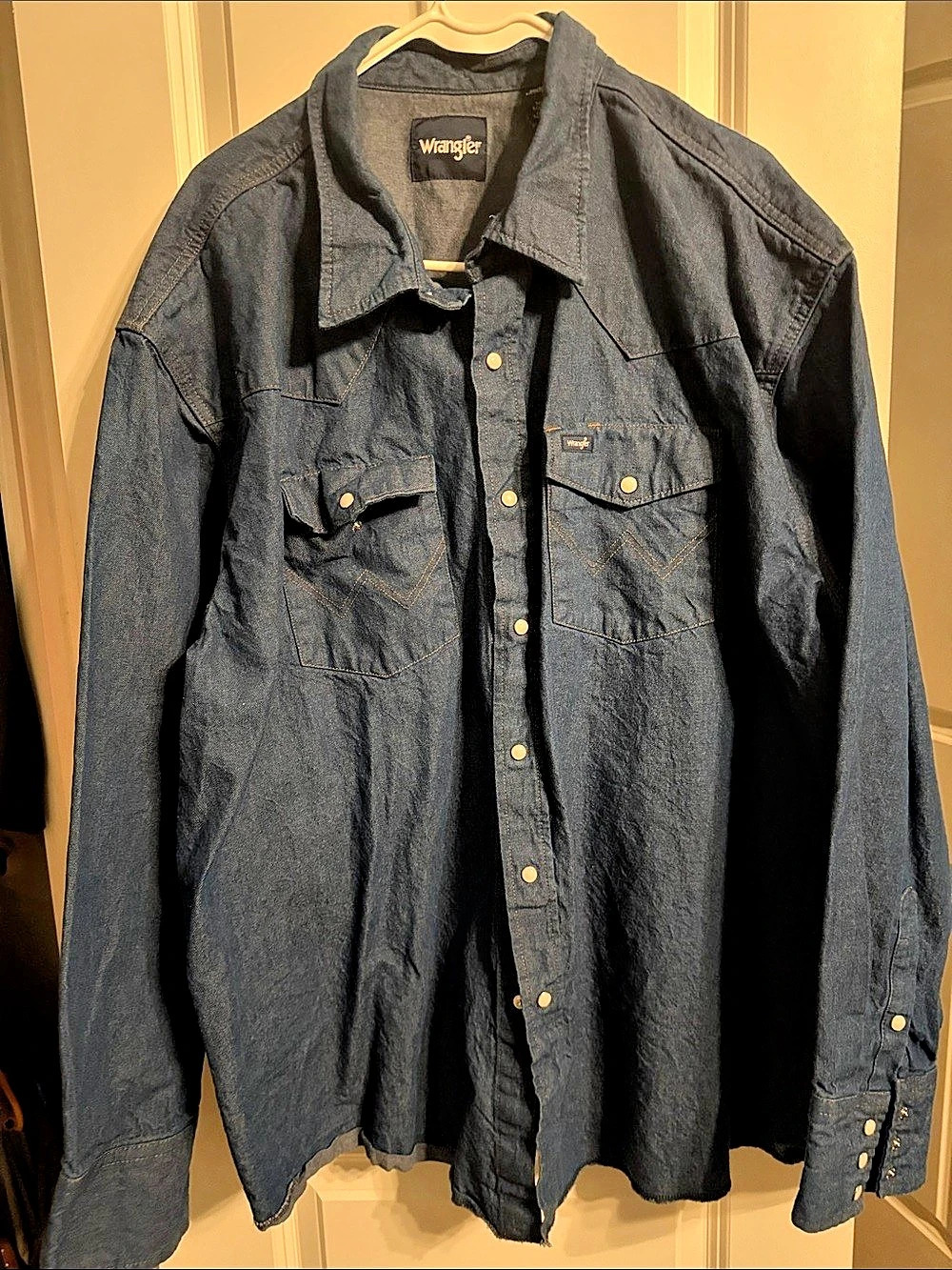 Wrangler Long Sleeve Denim Western Snap Shirt Men's denim 3X
